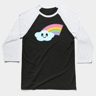 Kawaii Cute Happy Rainbow in Black Baseball T-Shirt